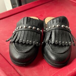 Elegant Black Moccasins with Fringe and Studs